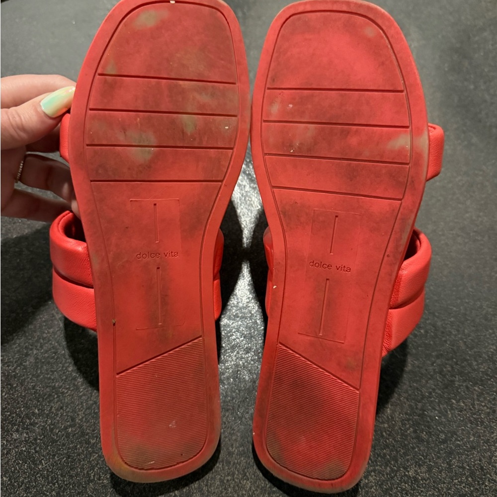 Dolce Vita Adore Flat Sandal Red Leather - Picture 5 of 7